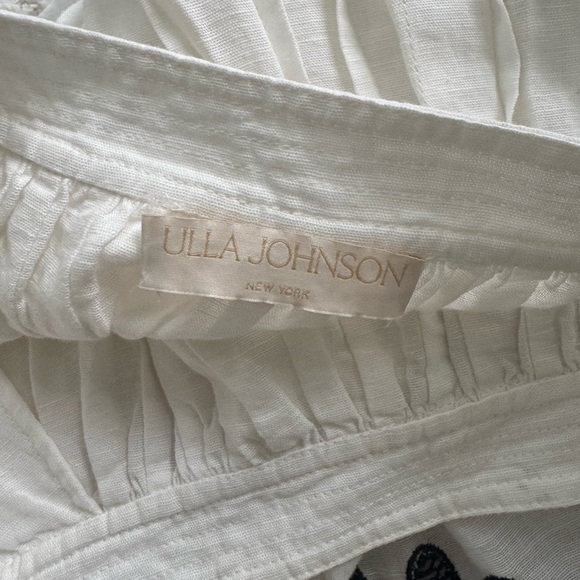 Ulla Johnson Cream Annisa Embroidered Cotton Linen Scalloped Skirt Size 10 - Picture 9 of 10